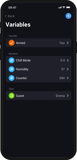 Beispielbildschirm der Homey-App.
